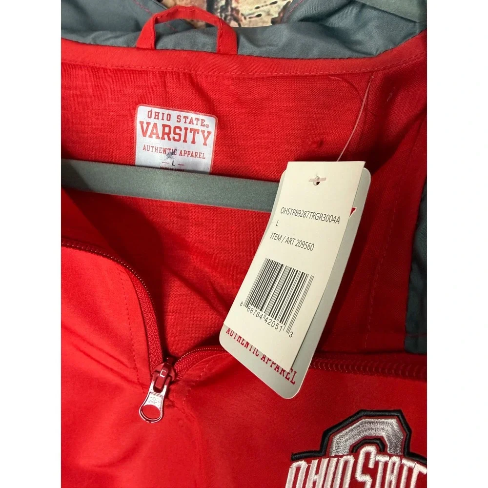 Ohio State Buckeyes Mens LG Red Quarter Zip Windbreaker Jacket Varsity Apparel